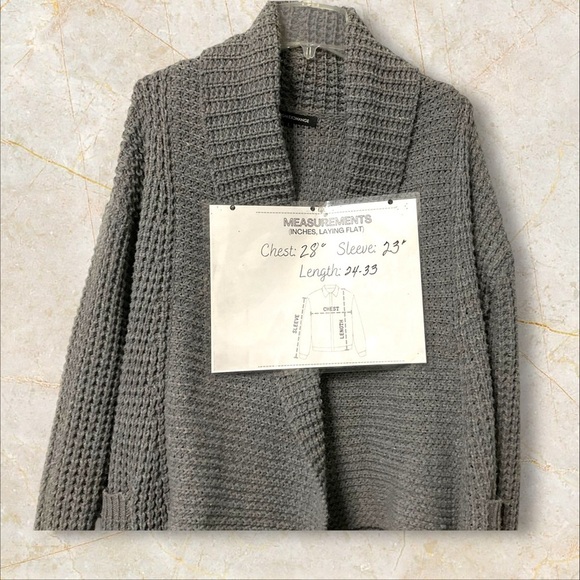 Foreign Exchange Oversize Gray Sweater SZ L Women Knit Cardigan Chunky Lagenlook - Picture 10 of 10